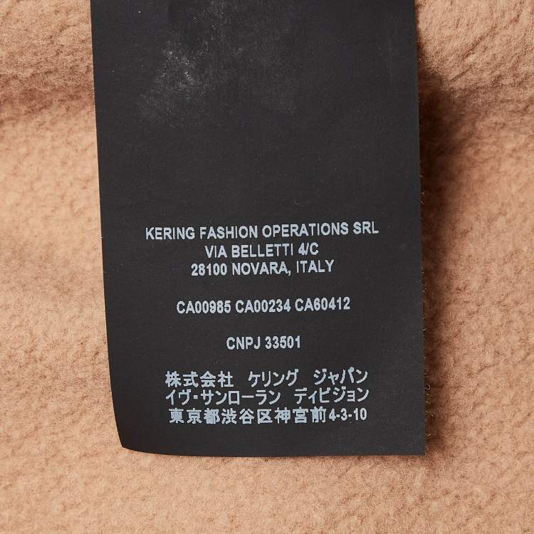 Pre Owned  Saint Laurent Beige Logo Print Cotton Knit Hoodie L