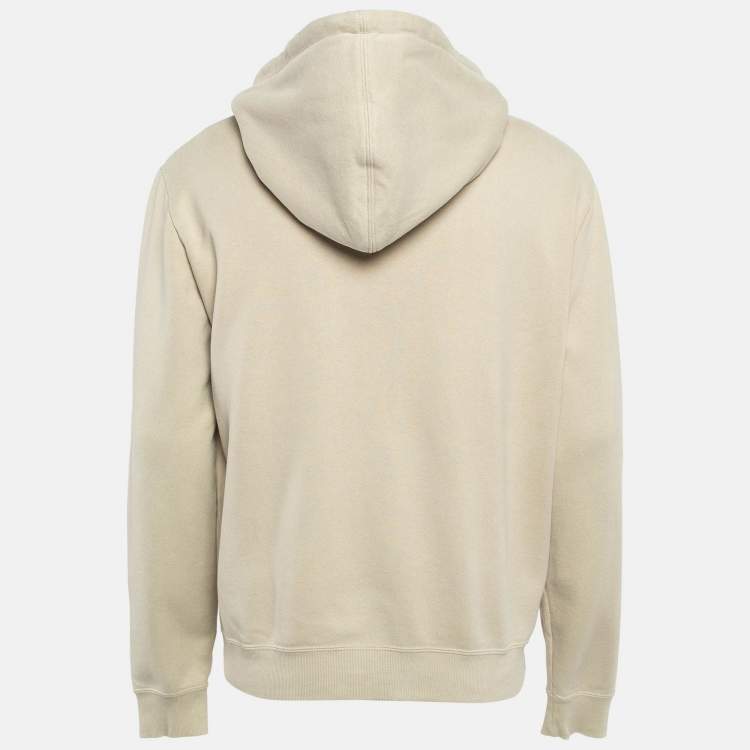 Pre Owned Saint Laurent Paris Beige Cotton Knit Hoodie L
