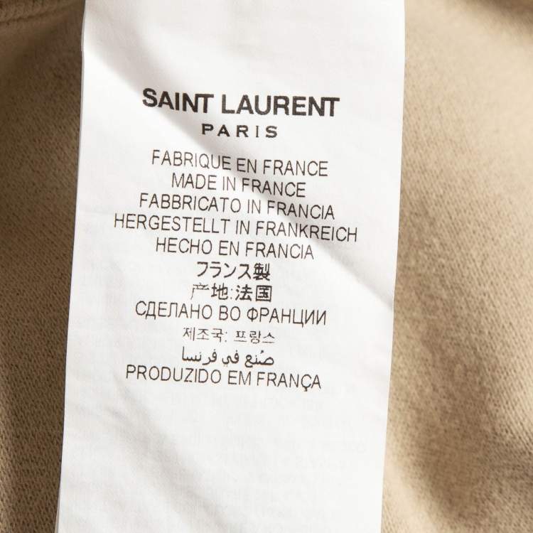 Pre Owned Saint Laurent Paris Beige Cotton Knit Hoodie L