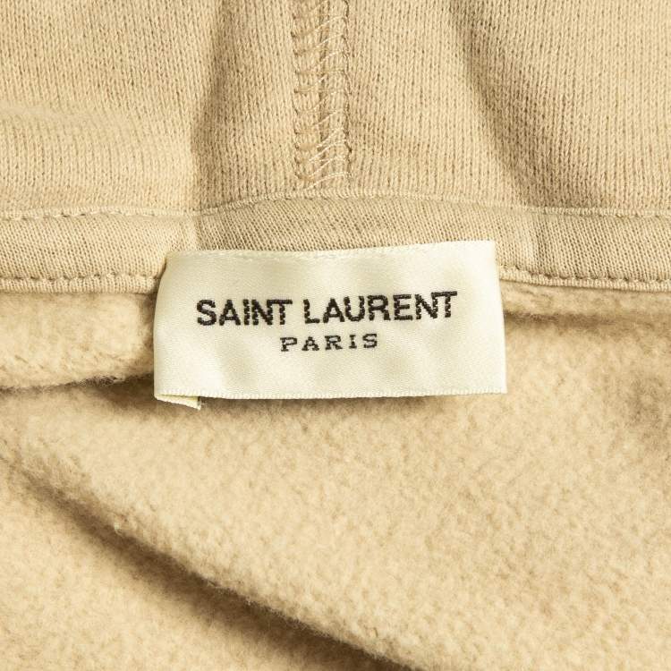 Pre Owned Saint Laurent Paris Beige Cotton Knit Hoodie L