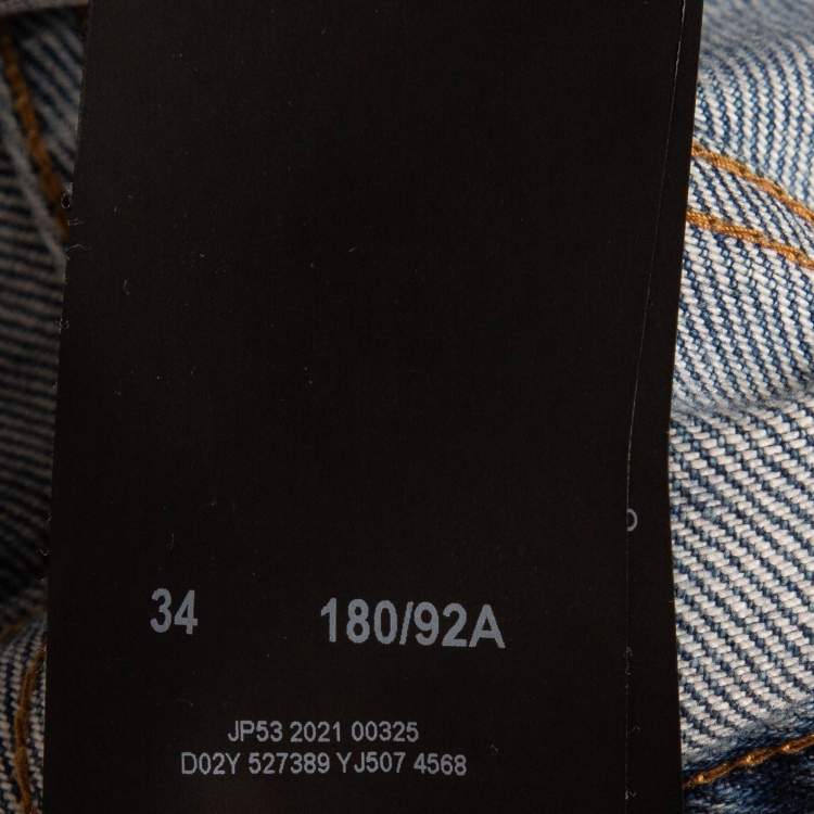 Pre Owned Saint Laurent Blue Washed & Distressed Jeans L (Waist 34)
