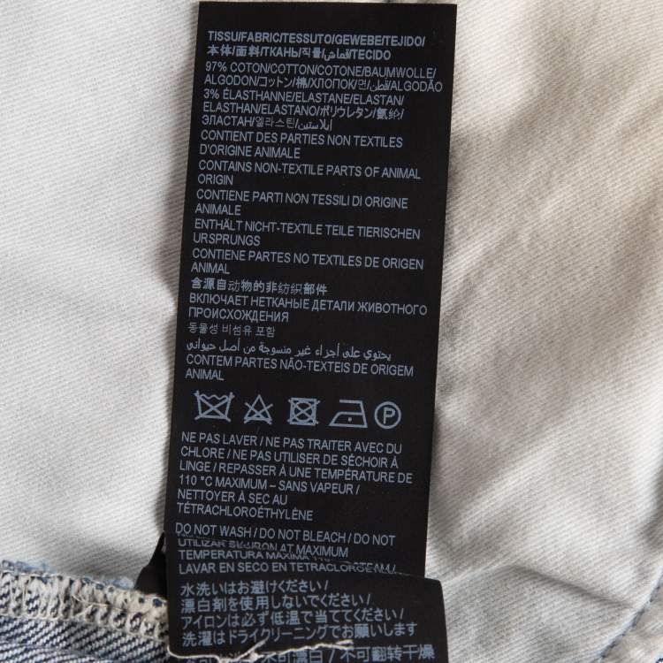 Pre Owned Saint Laurent Blue Washed & Distressed Jeans L (Waist 34)