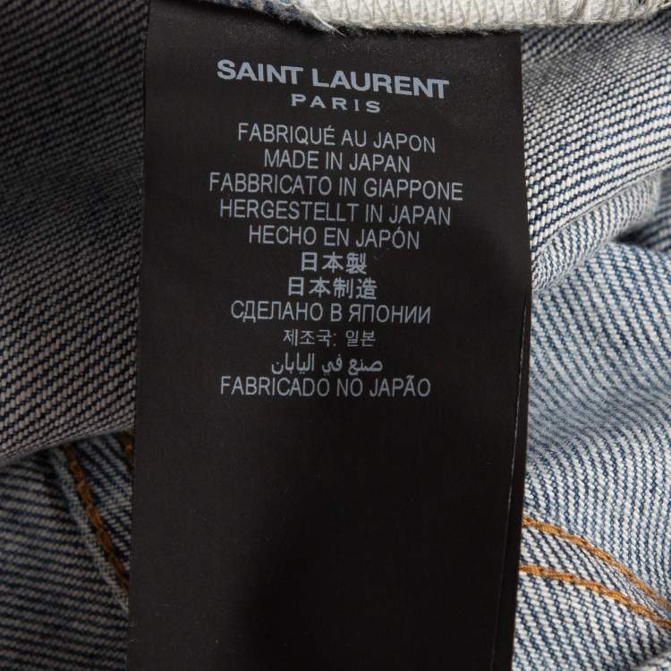 Pre Owned Saint Laurent Blue Washed & Distressed Jeans L (Waist 34)