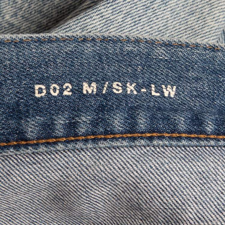Pre Owned Saint Laurent Blue Washed & Distressed Jeans L (Waist 34)