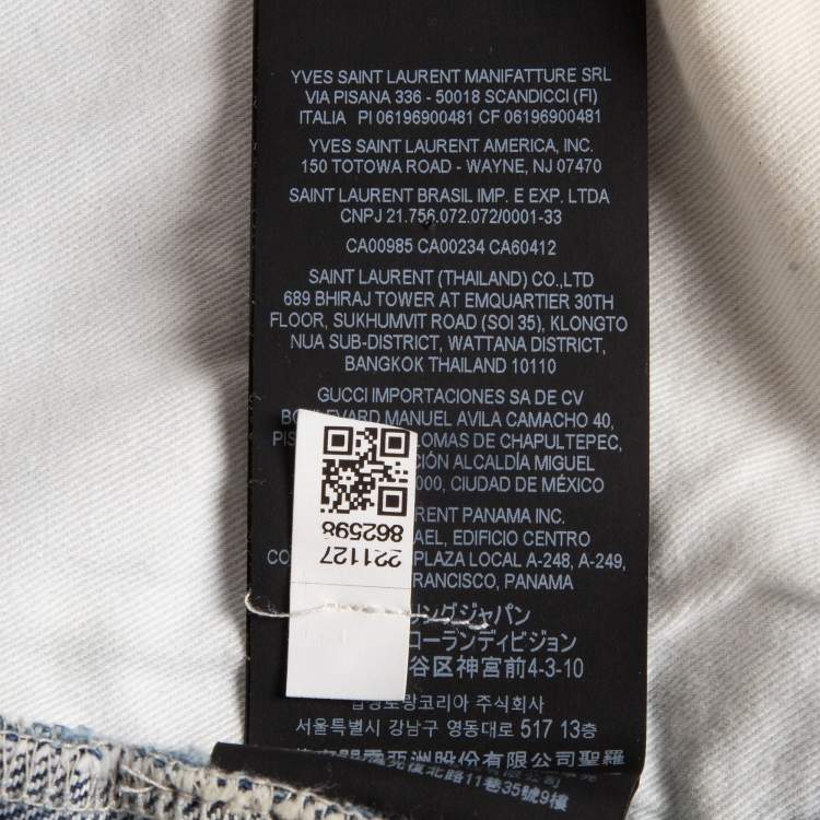 Pre Owned Saint Laurent Blue Washed & Distressed Jeans L (Waist 34)