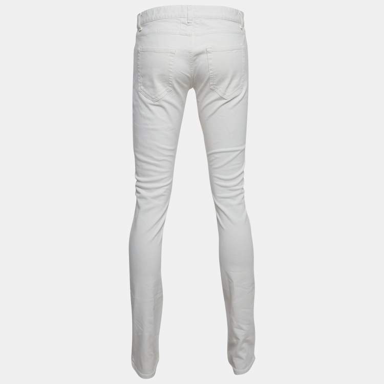 Pre Owned Saint Laurent White Denim Jeans L Waist 33"