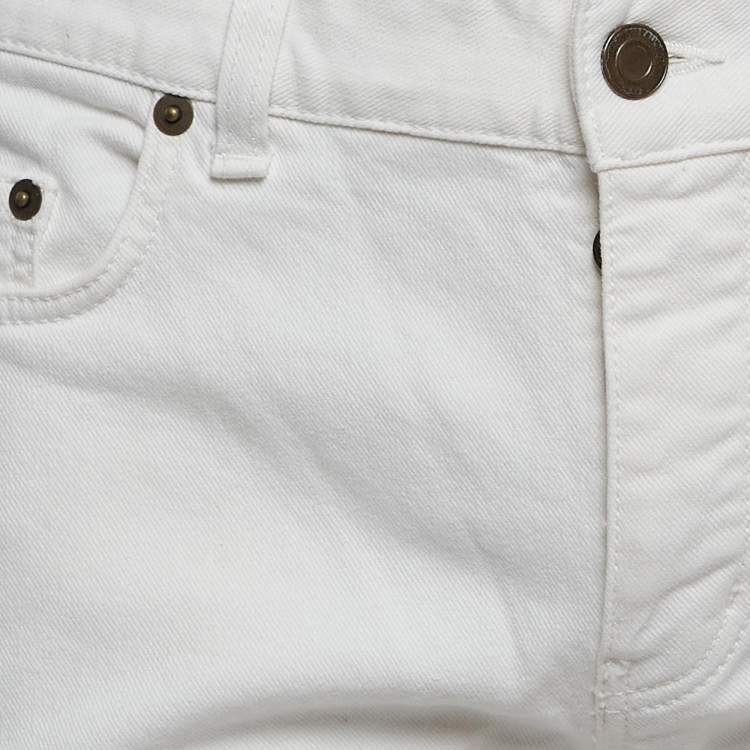 Pre Owned Saint Laurent White Denim Jeans L Waist 33"