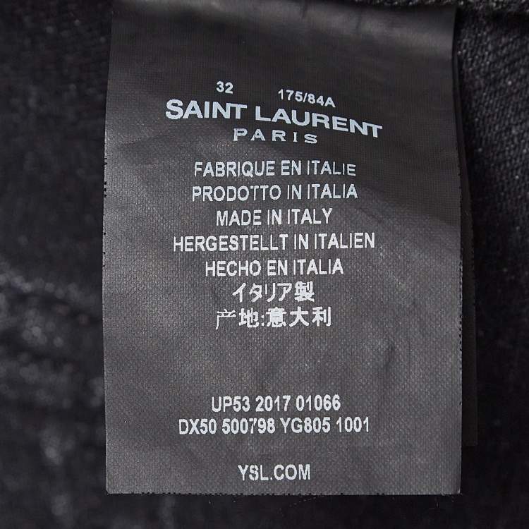 مملوكة مسبقًا Saint Laurent Paris Black Washed Denim Raw Edge Shorts Waist 32"