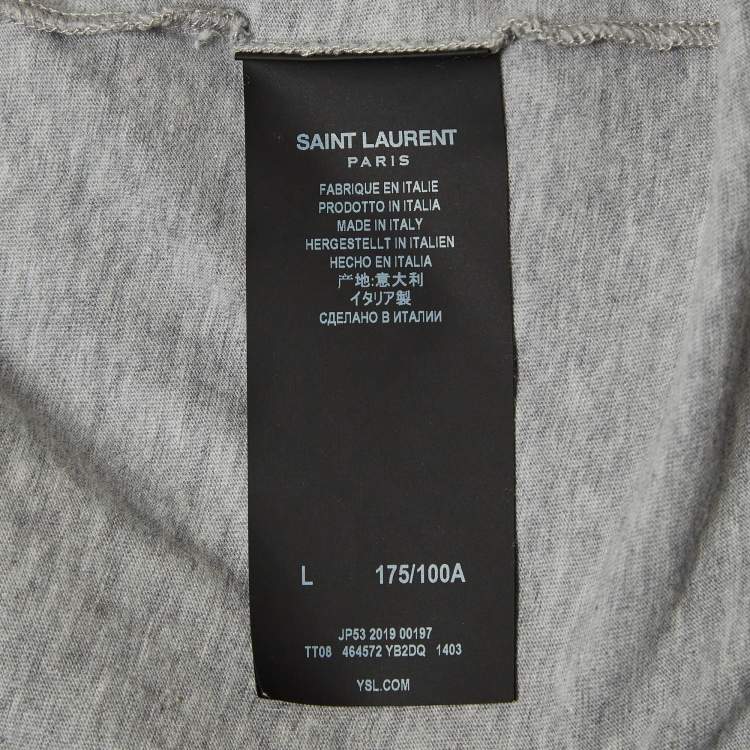 Pre Owned Saint Laurent Paris Grey Melange Jersey T-Shirt L