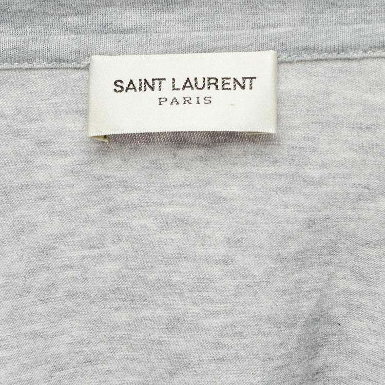 Pre Owned Saint Laurent Paris Grey Melange Jersey T-Shirt L
