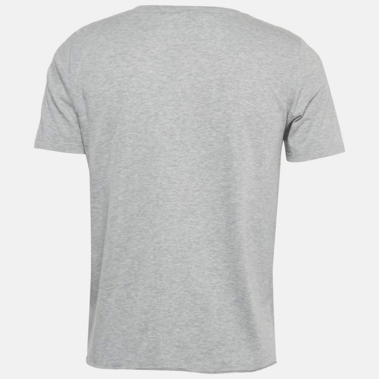 Pre Owned Saint Laurent Paris Grey Melange Jersey T-Shirt L