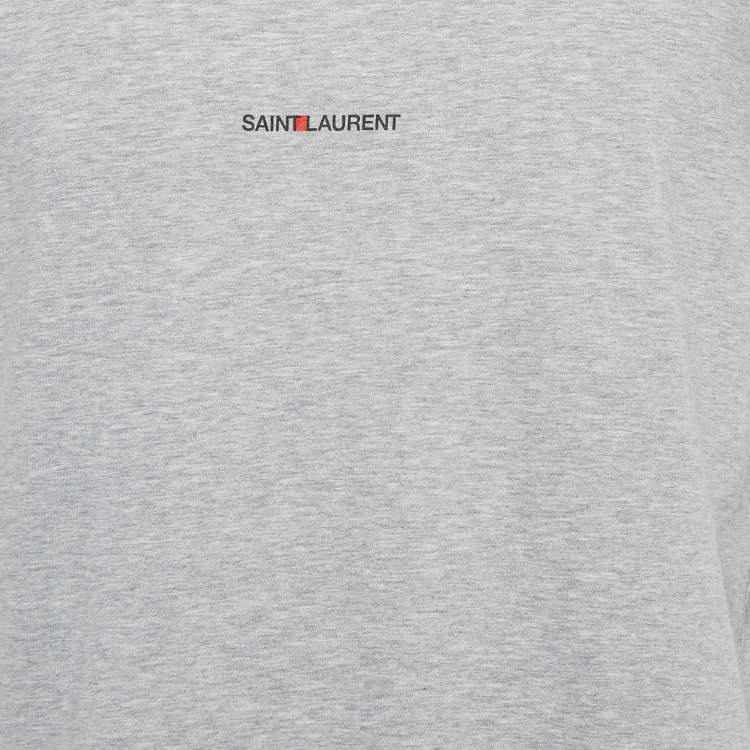 Pre Owned Saint Laurent Paris Grey Melange Jersey T-Shirt L