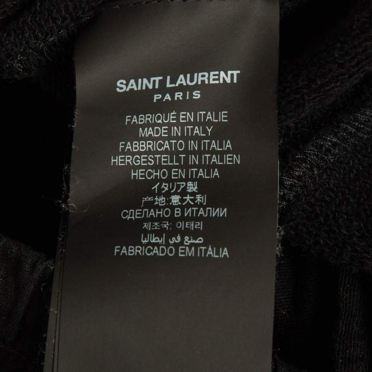 Pre Owned Saint Laurent Paris Black Logo Embroidered Cotton joggers XL