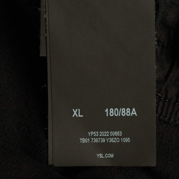 Pre Owned Saint Laurent Paris Black Logo Embroidered Cotton joggers XL