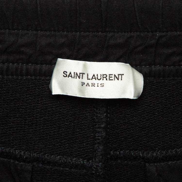 Pre Owned Saint Laurent Paris Black Logo Embroidered Cotton joggers XL