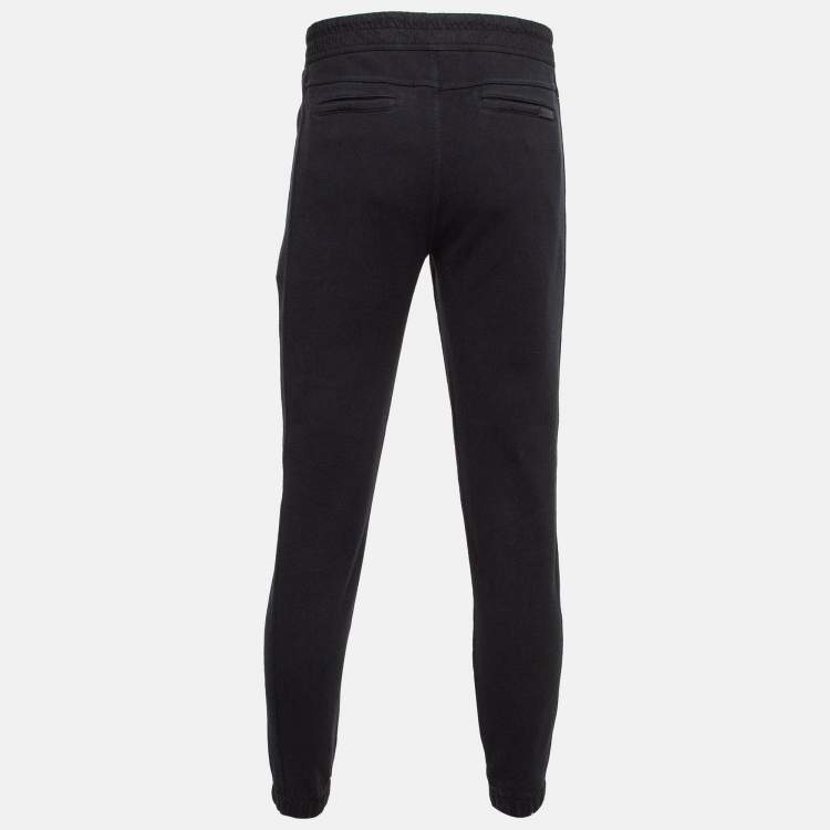 Pre Owned Saint Laurent Paris Black Logo Embroidered Cotton joggers XL