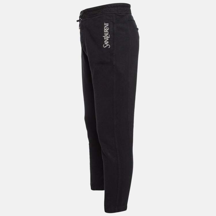 Pre Owned Saint Laurent Paris Black Logo Embroidered Cotton joggers XL
