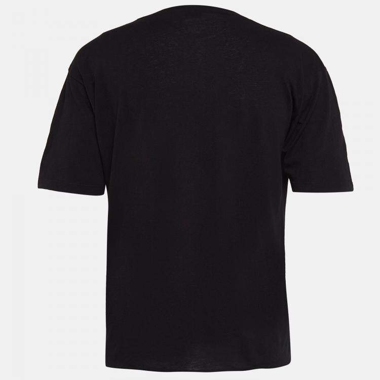 Pre Owned Saint Laurent Paris Black Logo Signature Print Cotton T-Shirt S