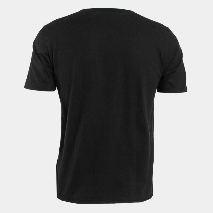Pre Owned Saint Laurent Paris Black Lover Lier Print Cotton Jersey T-Shirt XS