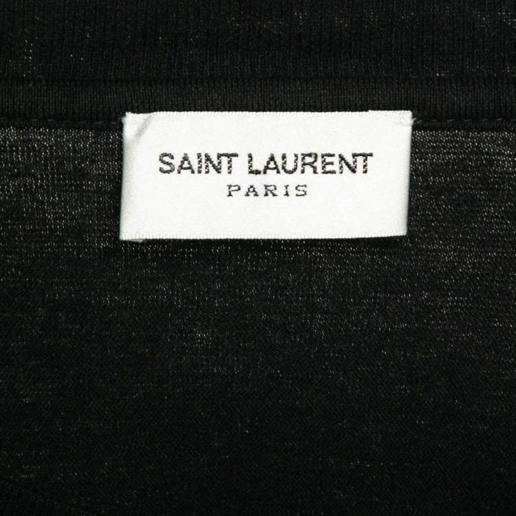 Pre Owned Saint Laurent Paris Black Lover Lier Print Cotton Jersey T-Shirt XS