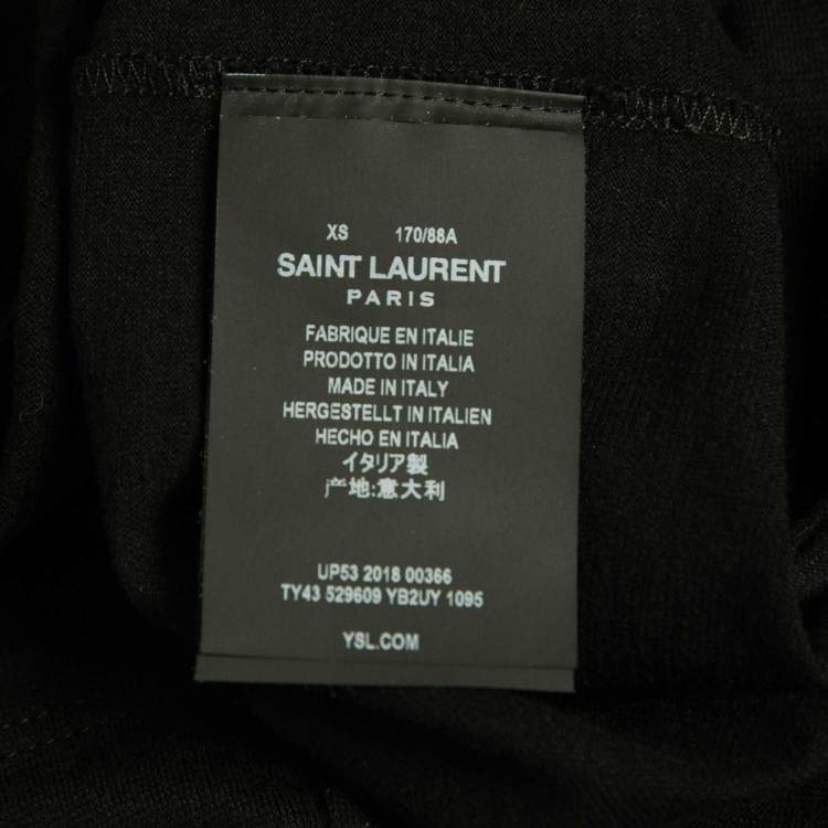 Pre Owned Saint Laurent Paris Black Lover Lier Print Cotton Jersey T-Shirt XS