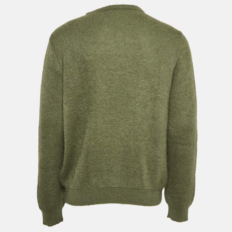 Pre Owned Saint Laurent Paris Green Mohair Knit Crew Neck Sweater XXL