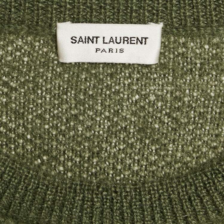 Pre Owned Saint Laurent Paris Green Mohair Knit Crew Neck Sweater XXL