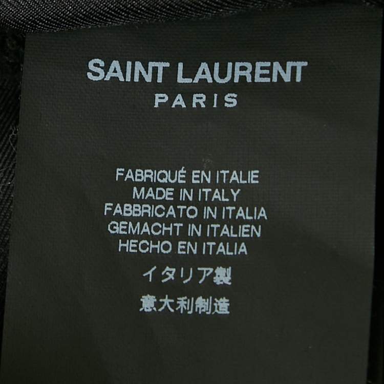 Pre Owned Saint Laurent Paris Black Wool Knit and Leather Jacket XL