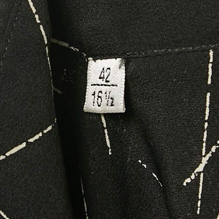 Pre Owned Saint Laurent Black Abstract Print Silk Long Sleeve Shirt XL