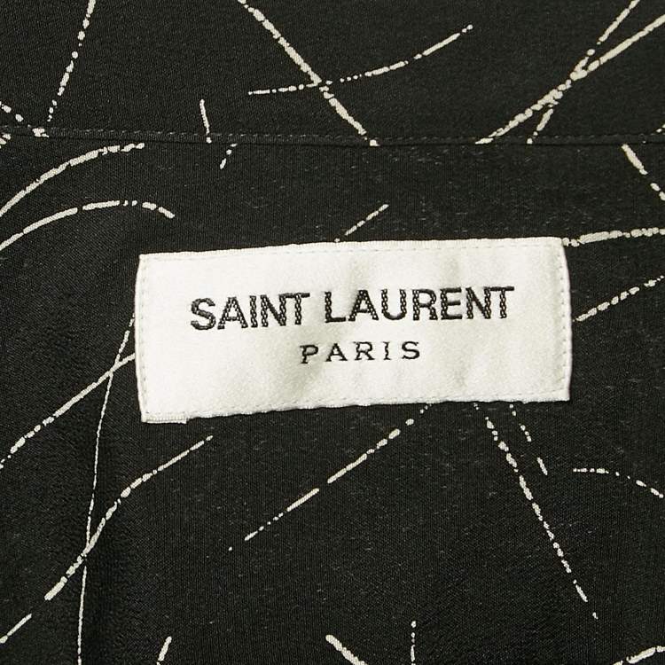 Pre Owned Saint Laurent Black Abstract Print Silk Long Sleeve Shirt XL