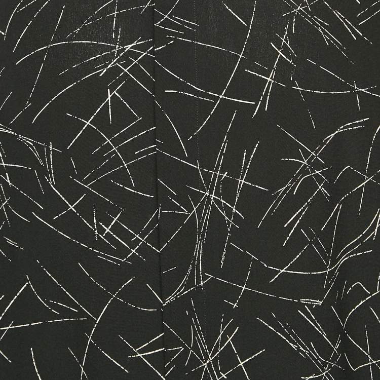 Pre Owned Saint Laurent Black Abstract Print Silk Long Sleeve Shirt XL