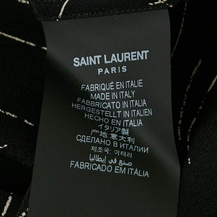 Pre Owned Saint Laurent Black Abstract Print Silk Long Sleeve Shirt XL