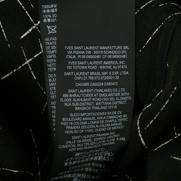 Pre Owned Saint Laurent Black Abstract Print Silk Long Sleeve Shirt XL