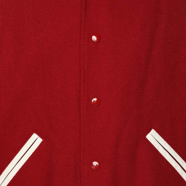 Pre Owned Saint Laurent Red Virgin Wool Bomber Jacket XXL