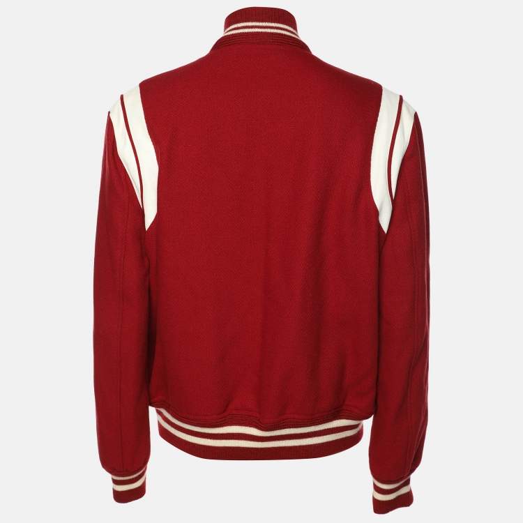 Saint Laurent Red Virgin Wool Bomber Jacket XXL Saint Laurent Paris TLC