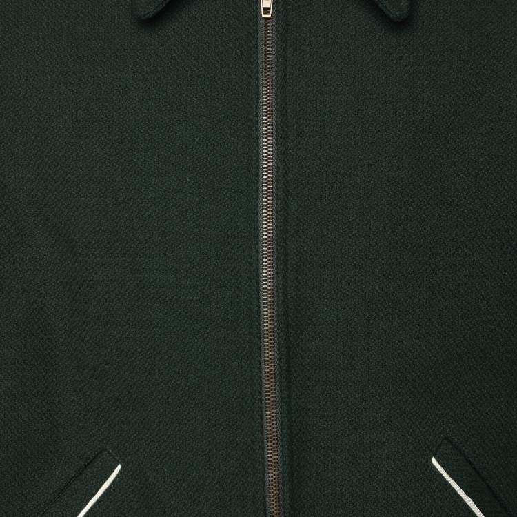 Pre Owned Saint Laurent Green Virgin Wool Zip Jacket XXL