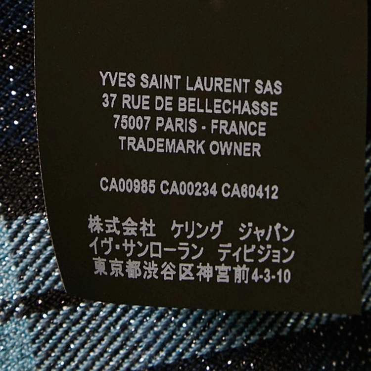 Pre Owned Saint Laurent Blue/Metallic Lurex Plaid Flannel Shirt L
