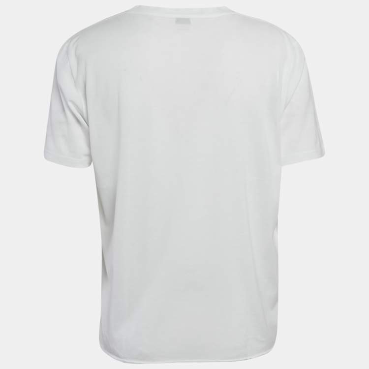Pre Owned Saint Laurent Paris White  Universite Print Jersey T-Shirt M