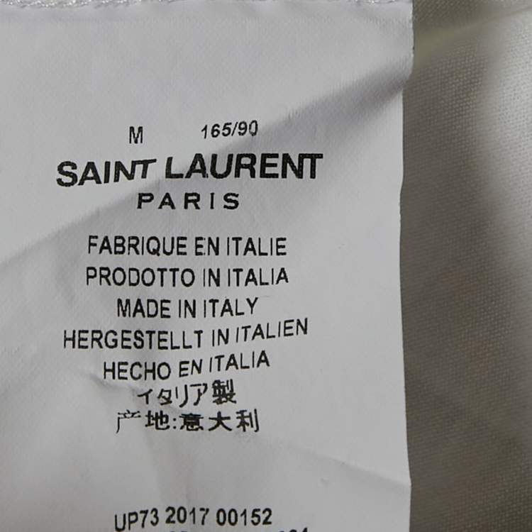 Pre Owned Saint Laurent Paris White  Universite Print Jersey T-Shirt M