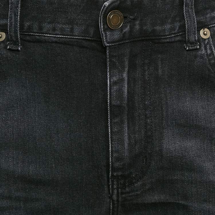 Pre Owned Saint Laurent Paris Black Denim Distressed Jeans M Waist 32"