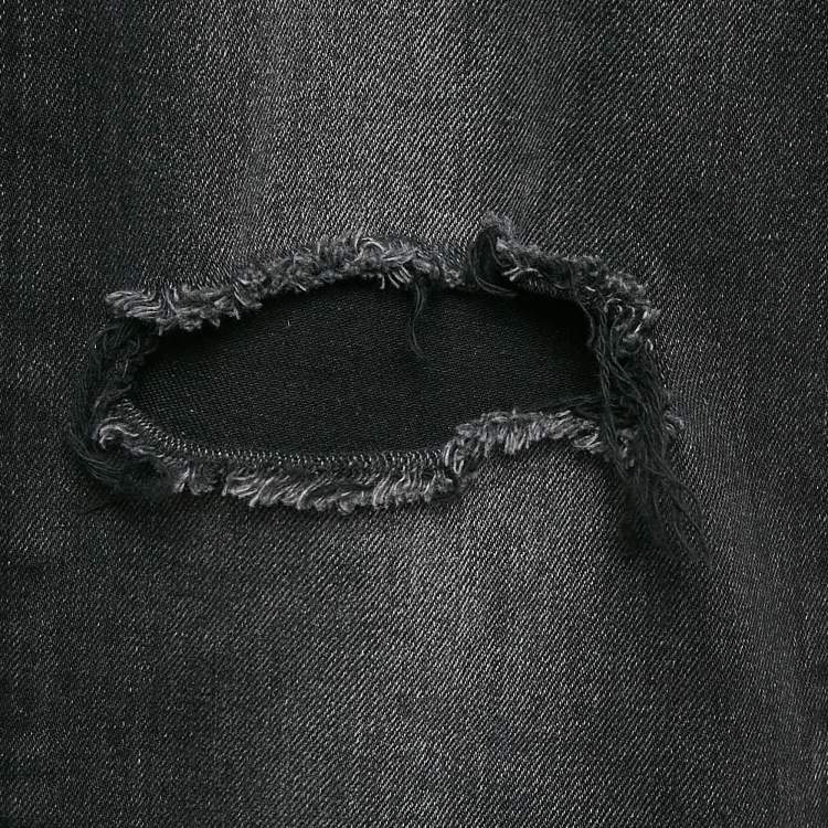 Pre Owned Saint Laurent Paris Black Denim Distressed Jeans M Waist 32"
