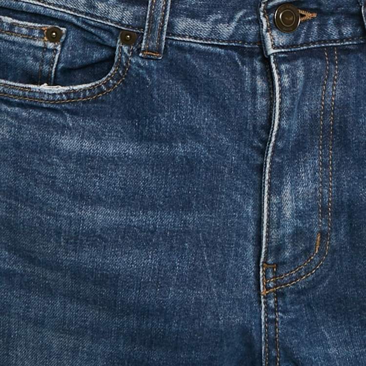 Pre Owned Saint Laurent Paris Blue Ripped Denim Jeans Waist 33"