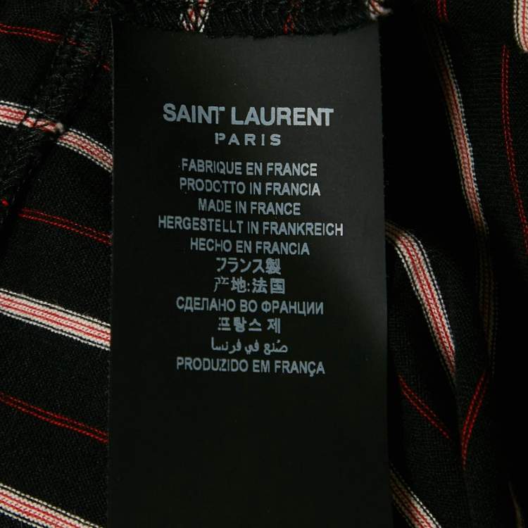 Pre Owned Saint Laurent Black Stripe Cotton Crew Neck T-Shirt S