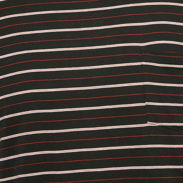Pre Owned Saint Laurent Black Stripe Cotton Crew Neck T-Shirt S
