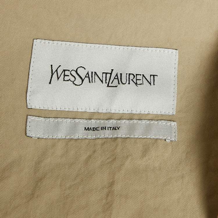 Pre Owned Yves Saint Laurent Sage Green Nylon Bomber Jacket M