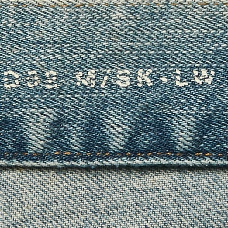 Pre Owned Saint Laurent Blue Ripped Denim Skinny Jeans M Waist 32"