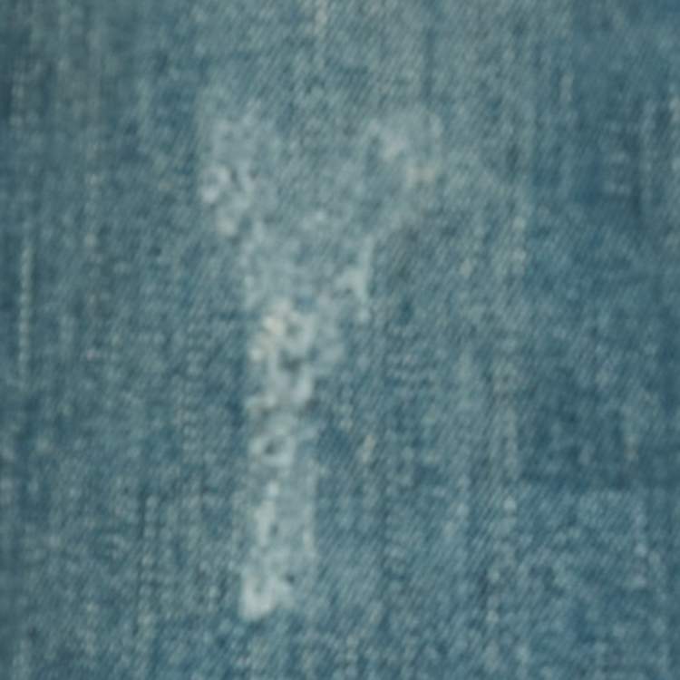 Pre Owned Saint Laurent Blue Ripped Denim Skinny Jeans M Waist 32"