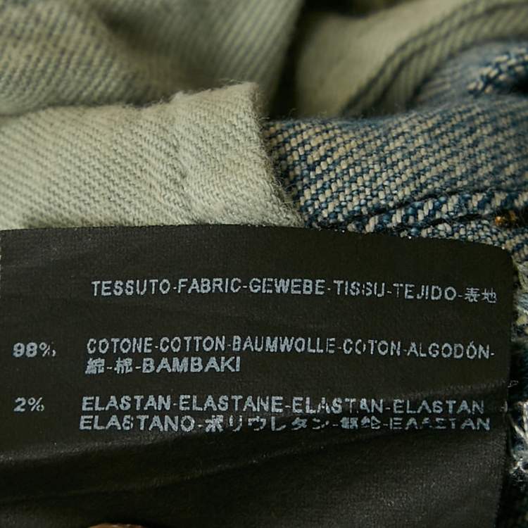 Pre Owned Saint Laurent Blue Ripped Denim Skinny Jeans M Waist 32"