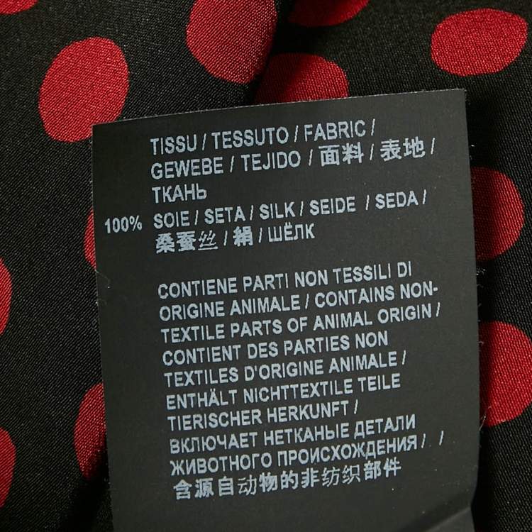 Pre Owned Saint Laurent Paris Black/Red Polka Dots Print Silk T-Shirt XXL