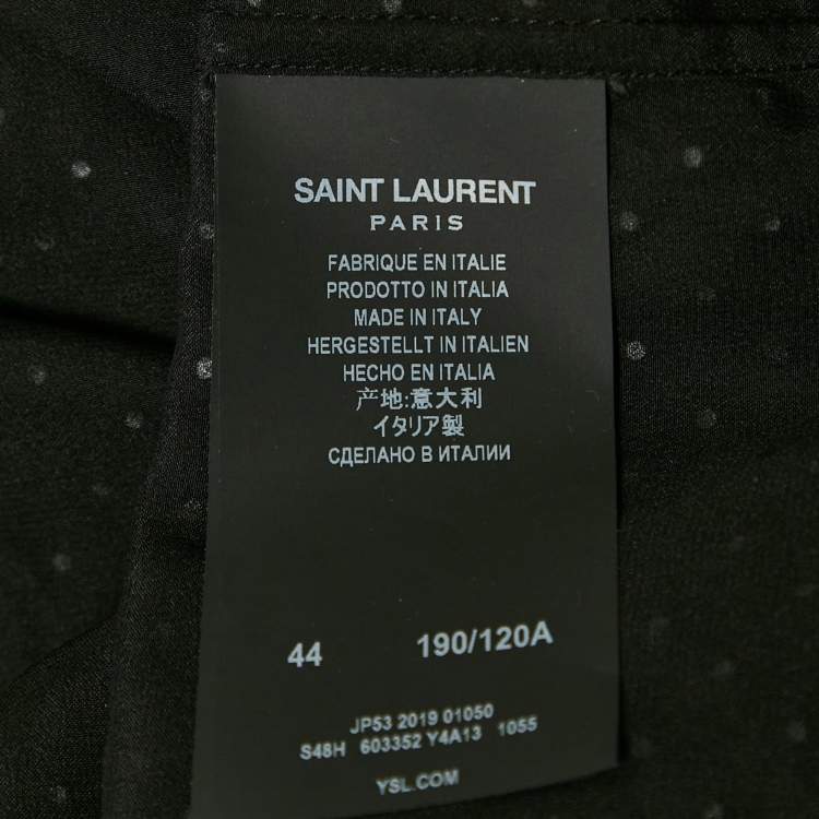 Pre Owned Saint Laurent Paris Black Micro Studded Satin Silk Shirt XXXL